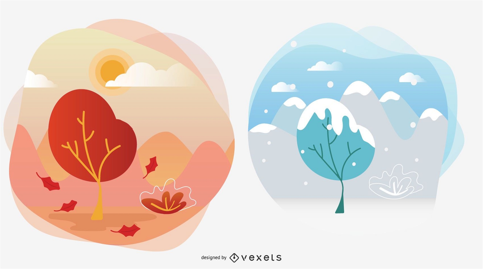 Ilustrações vetoriais de temporada de outono e inverno