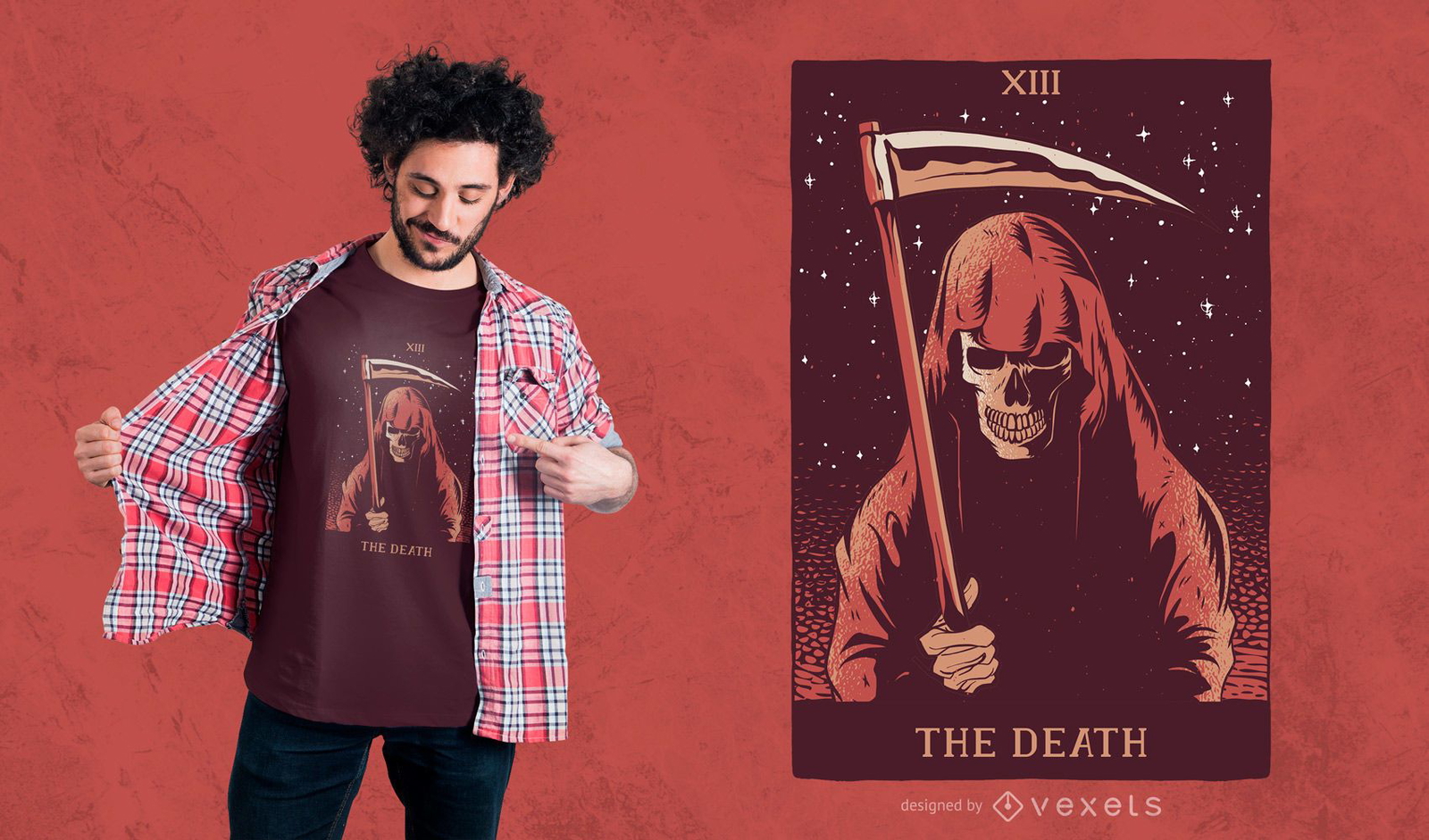 El diseño de la camiseta del Tarot de la muerte