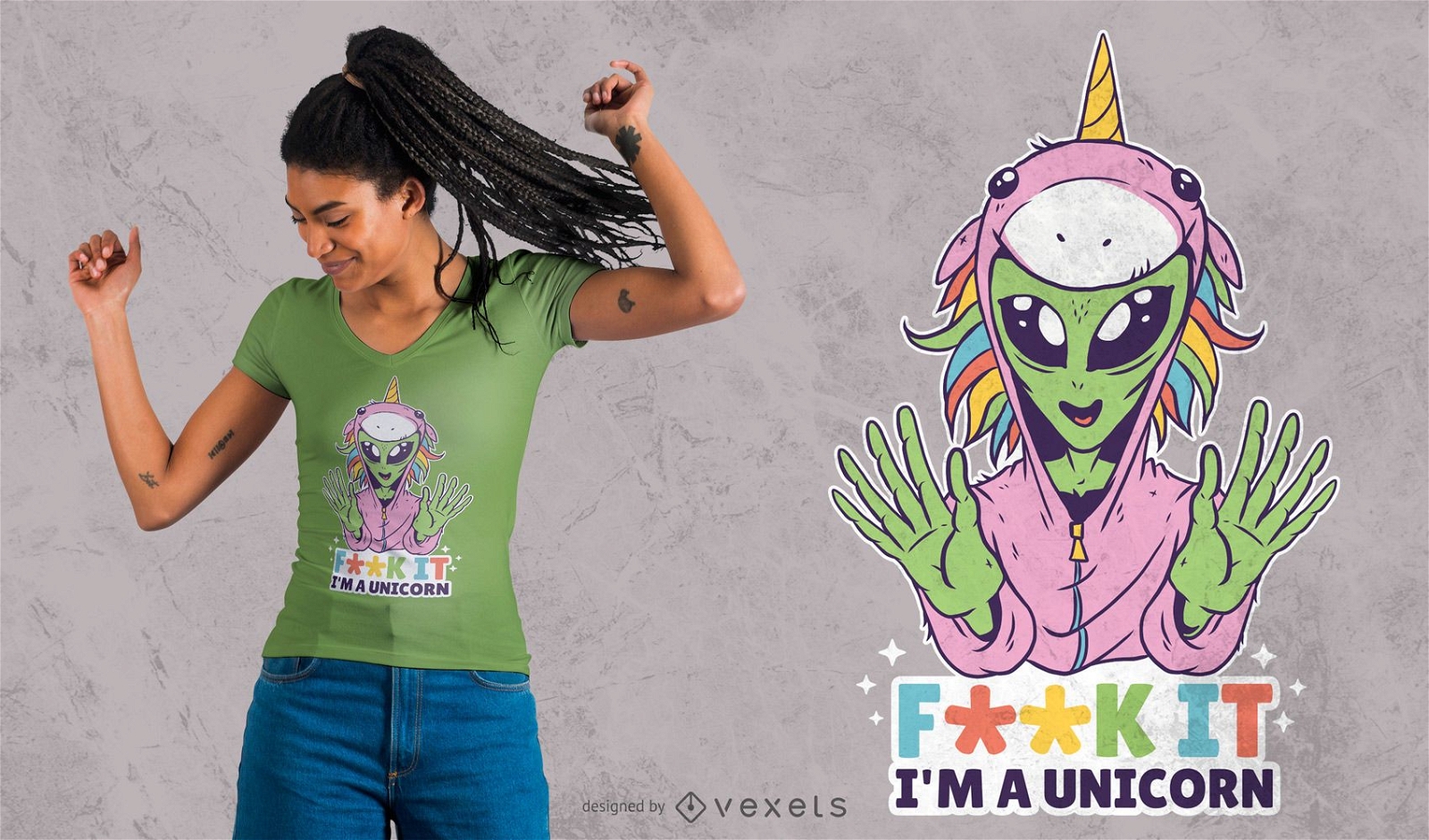 Alien Unicorn T-shirt Design