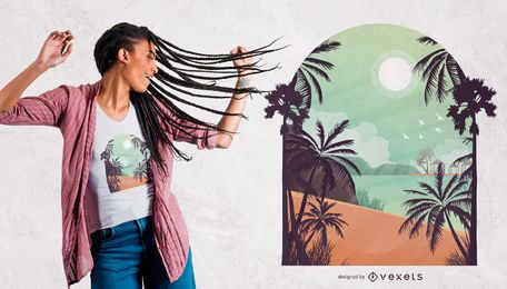Diseño de camiseta de playa exótica