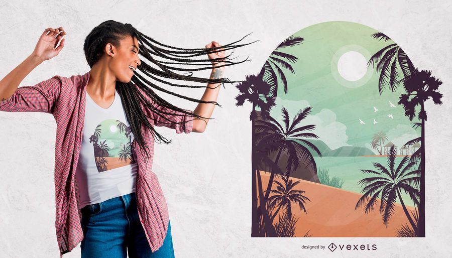 Exotischer Strand-T-Shirt Entwurf Exotischer Strand-T-Shirt Entwurf
