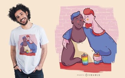 Diseño de camiseta de pareja de hombres