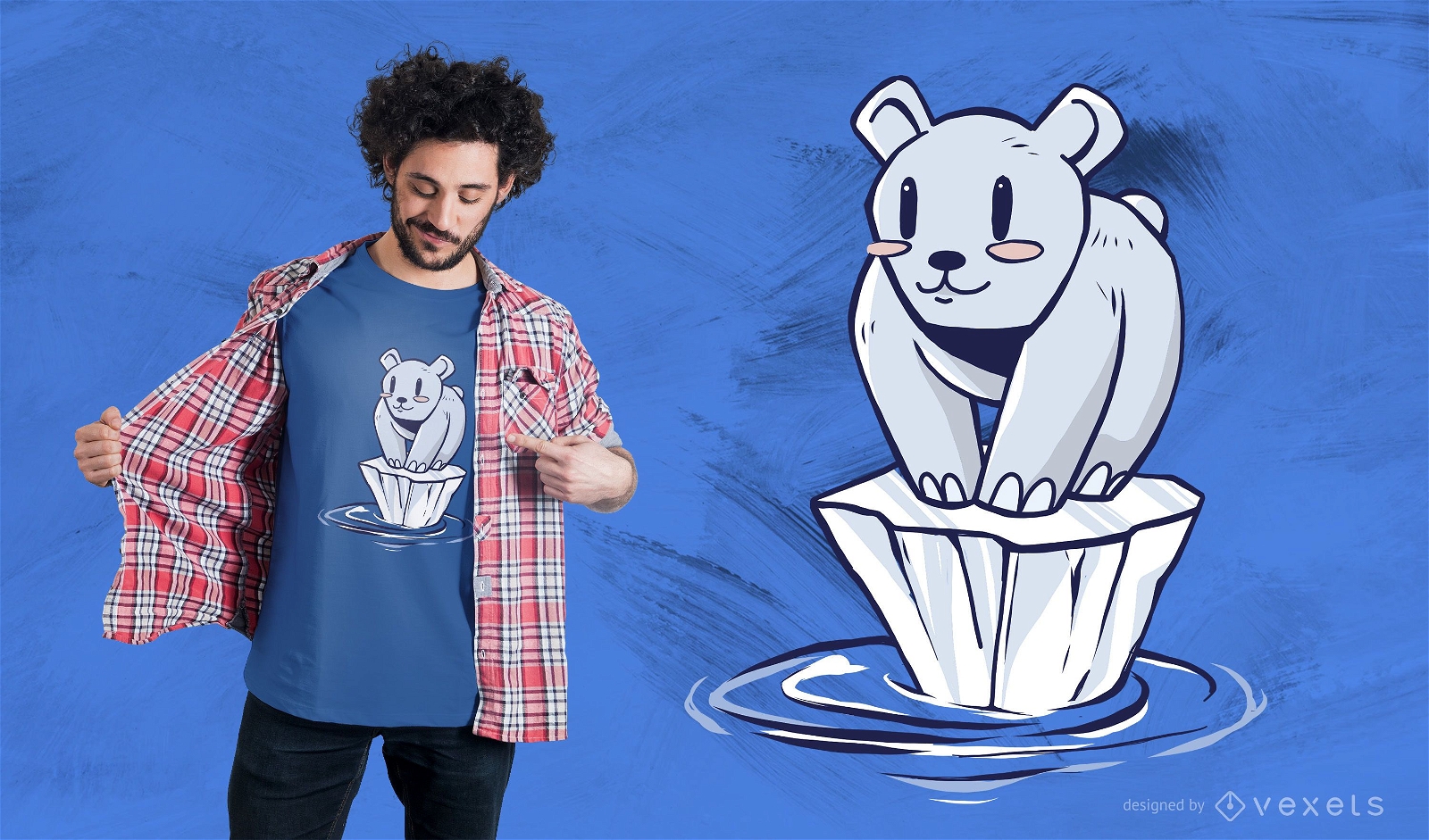 Design de camiseta de desenho animado de urso polar