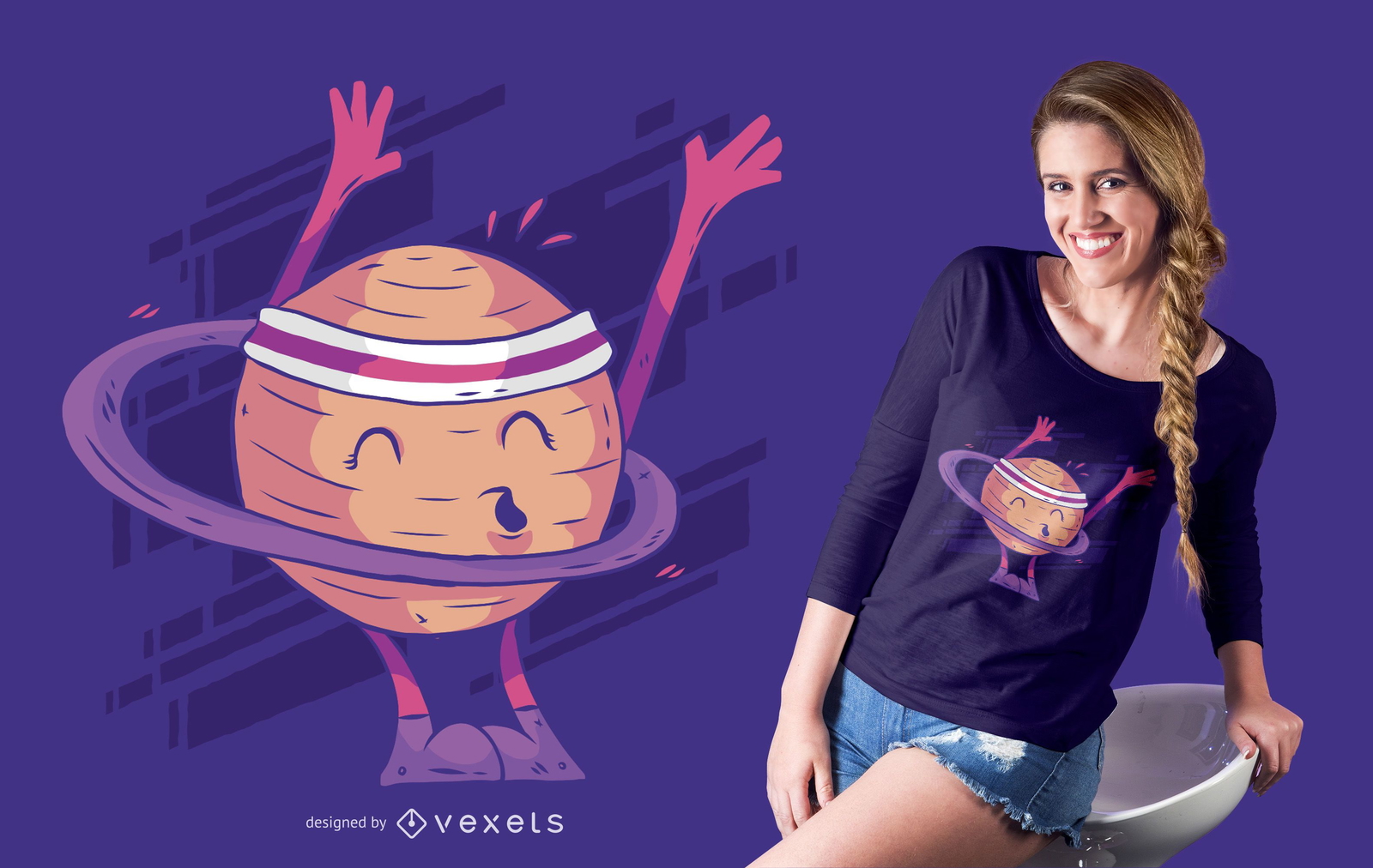 Saturn Hula Hooping T-Shirt Design