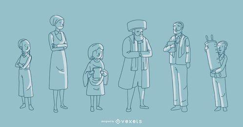 Jewish Family Vector Collection Vector Download