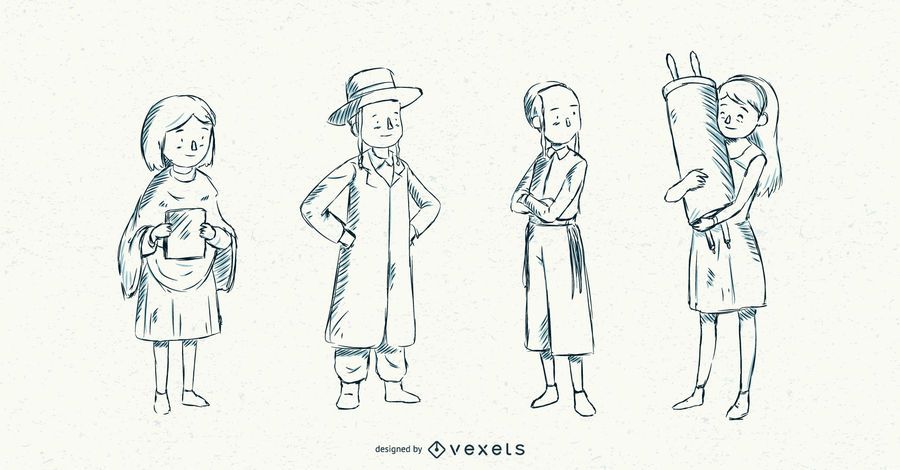 Jewish Children Stroke Illustration Pack Jewish Children Stroke Illustration Pack