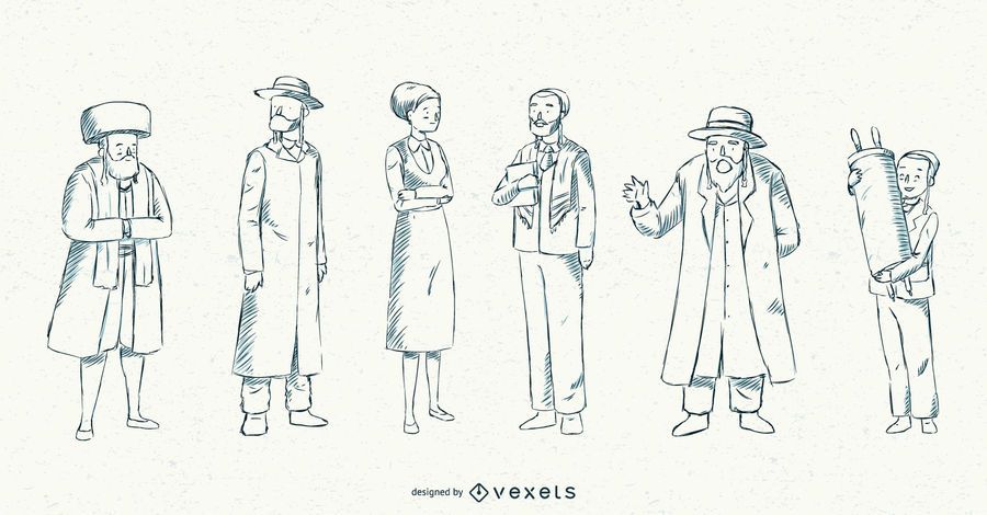 Jewish People Stroke Illustration Collection Jewish People Stroke Illustration Collection