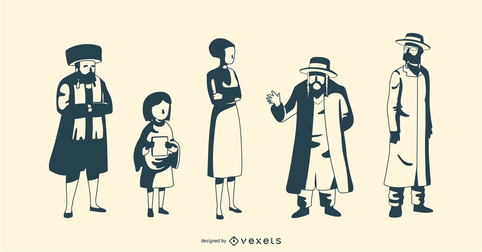 Jewish People Silhouette Vector Pack