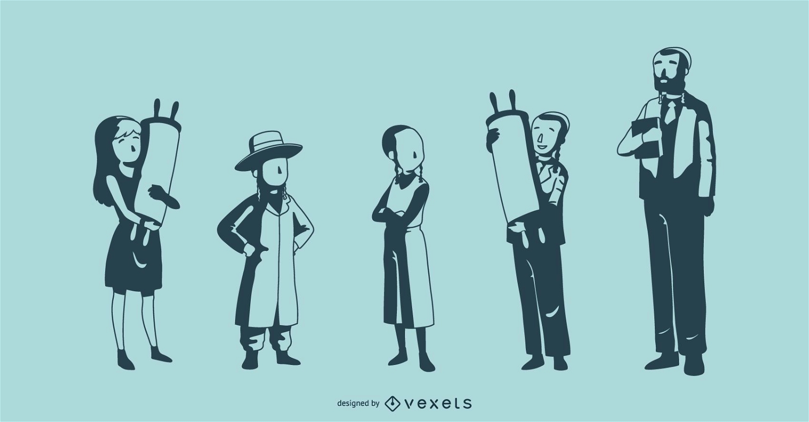 Jewish People Silhouette Vector Collection