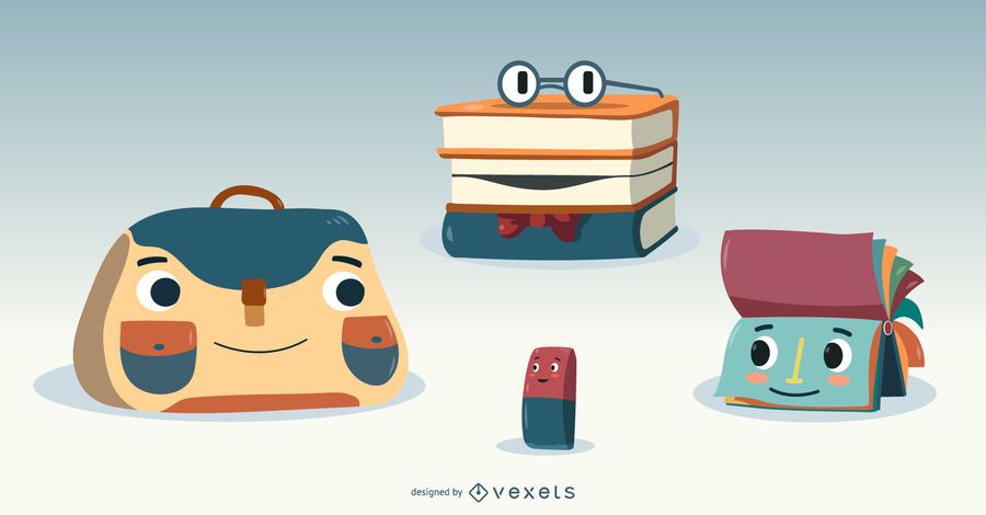 Cute School Supplies Vector Set Cute School Supplies Vector Set