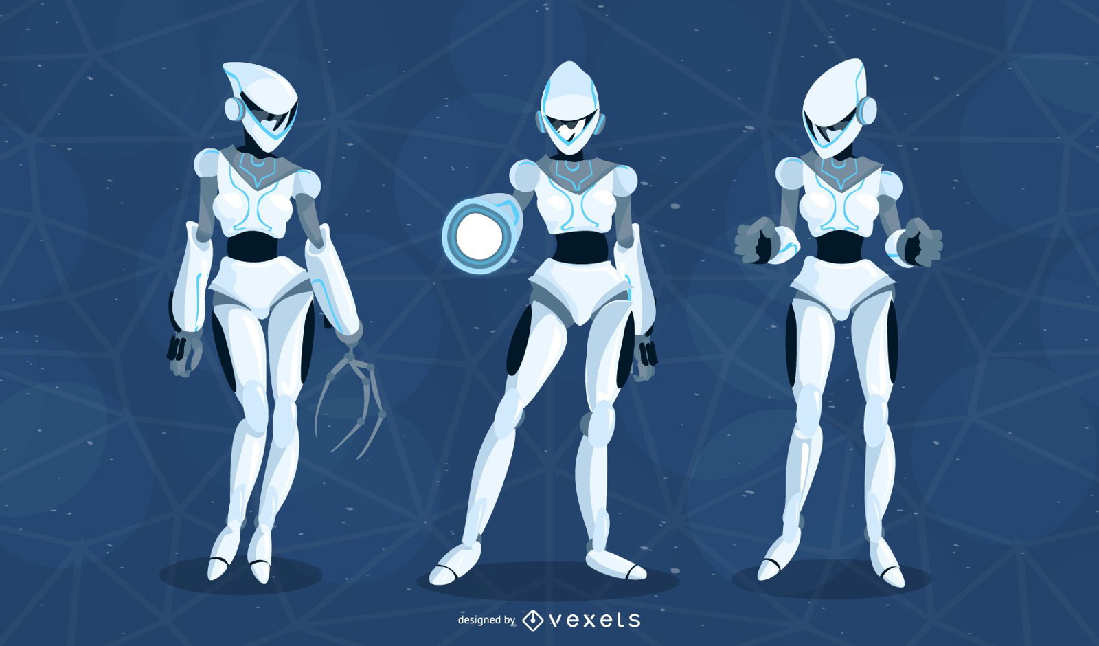 Paquete de vectores de robot femenino