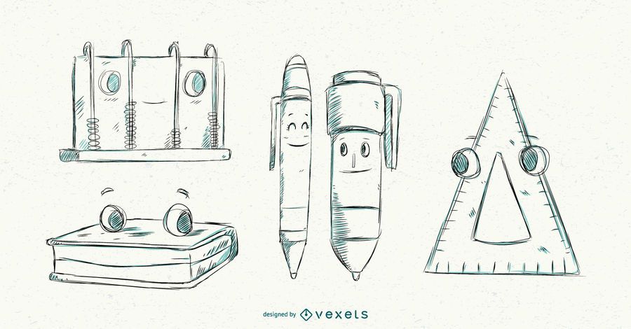 Cute school elements set Cute school elements set