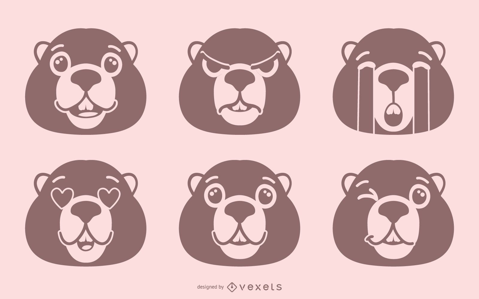 Murmeltier ausgeschnittenes Emoji-Set