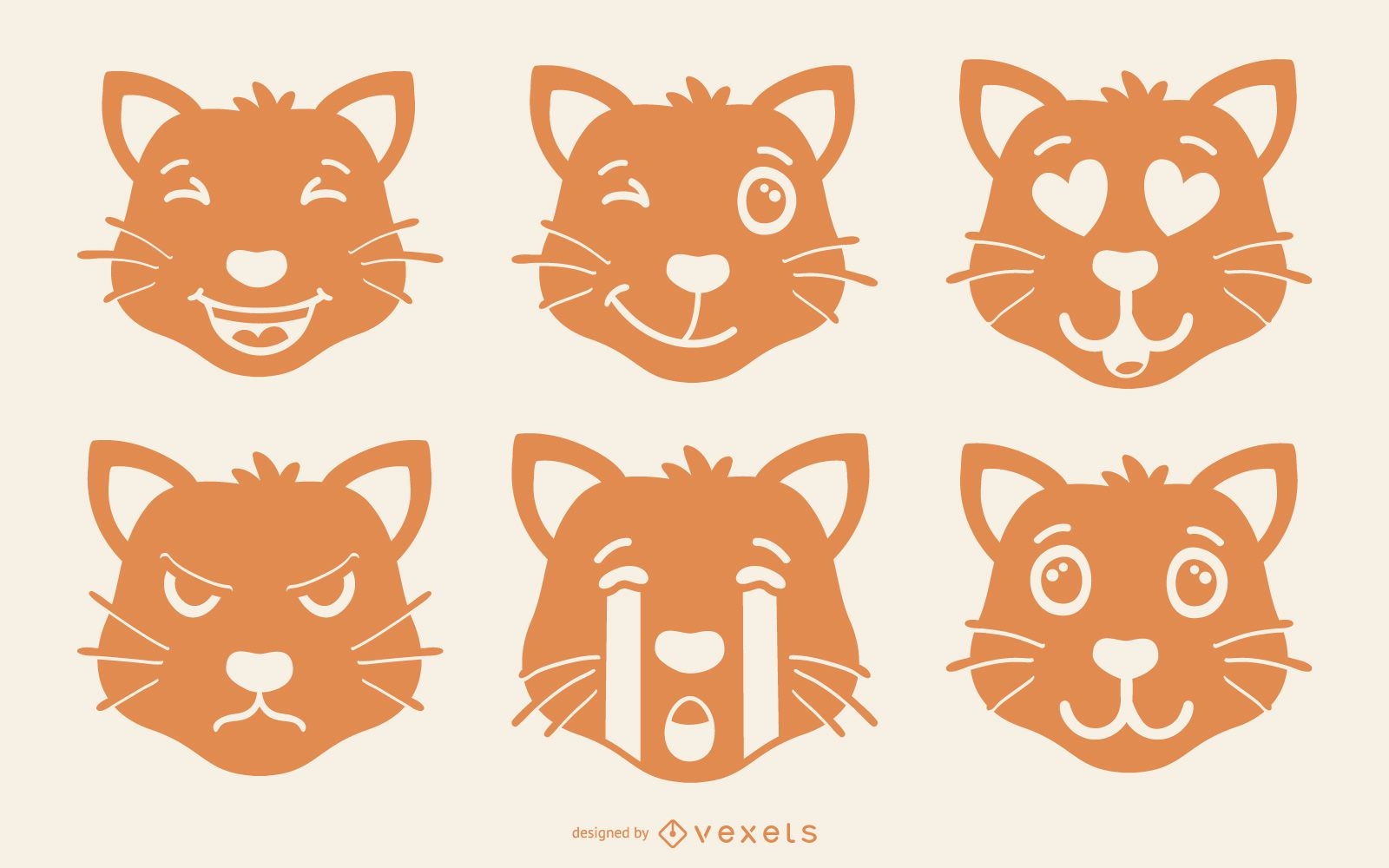 Conjunto de emoji gato naranja