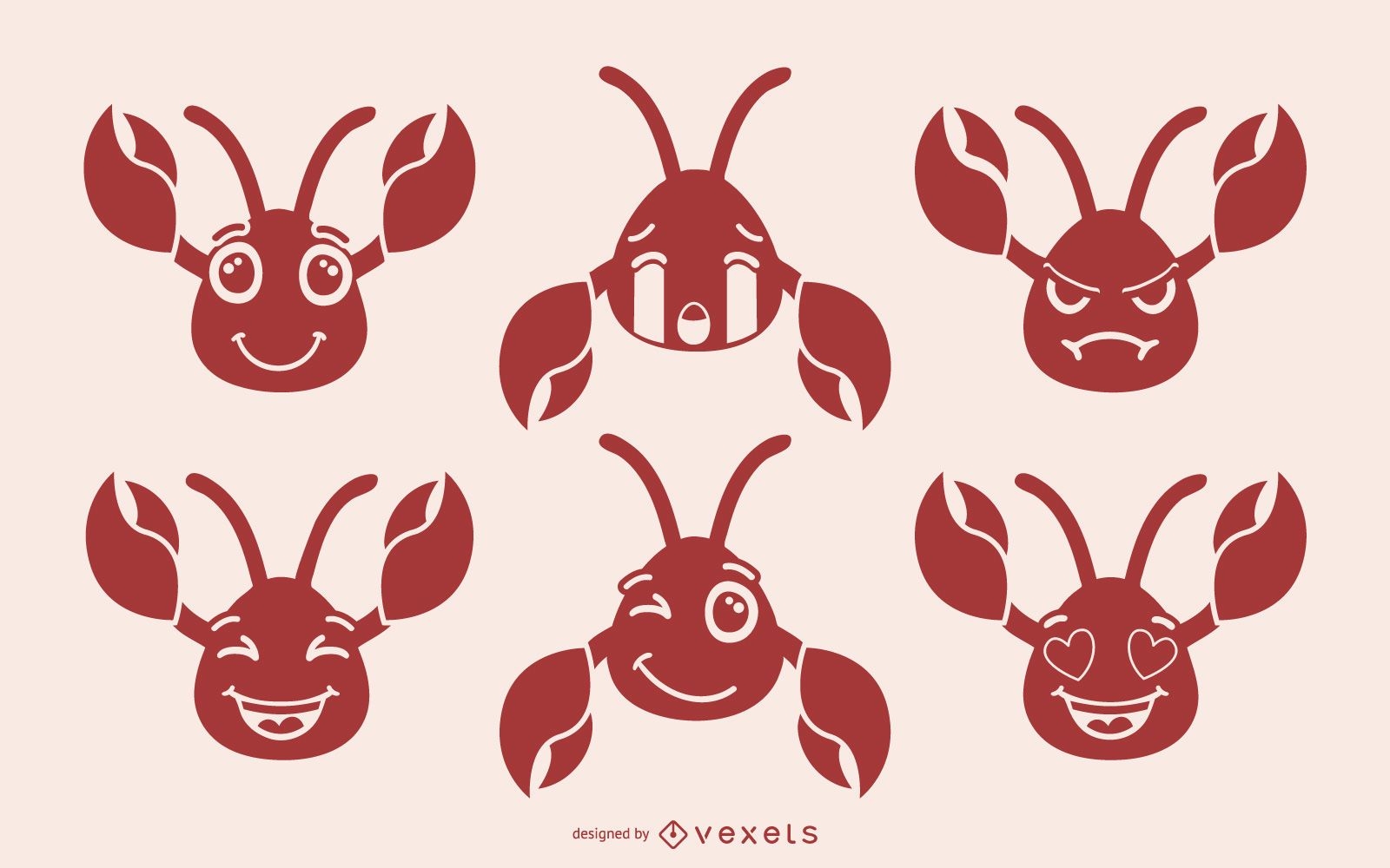 Nette Krabben-Emoji-Sammlung