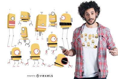 Design de camiseta da família do robô