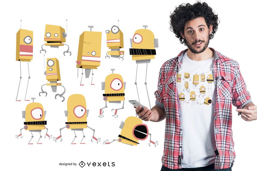 Roboterfamilie T-Shirt Design Roboterfamilie T-Shirt Design