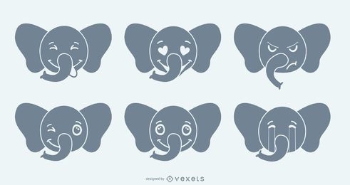 Conjunto de emoji de elefante