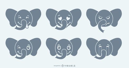Set de Emojis de Elefante Set de Emojis de Elefante