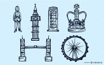 London Travel Stroke Vector Set London Travel Stroke Vector Set