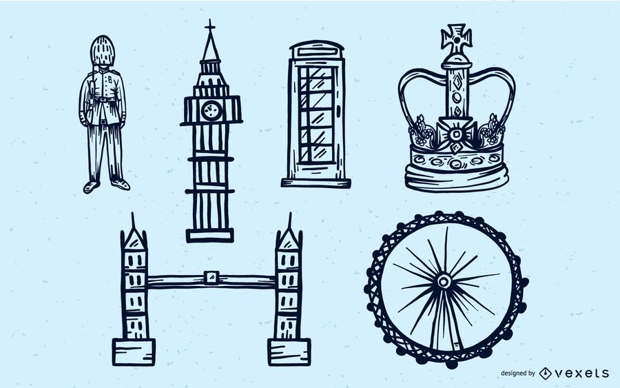 London Travel Stroke Vector Set London Travel Stroke Vector Set