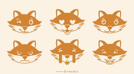 Fox emoji vector set