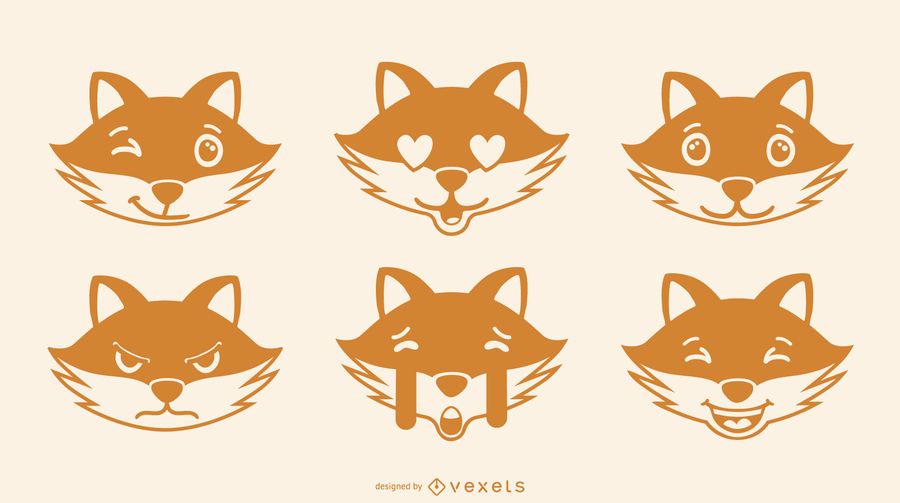 Fox Emoji Vektor festgelegt Fox Emoji Vektor festgelegt