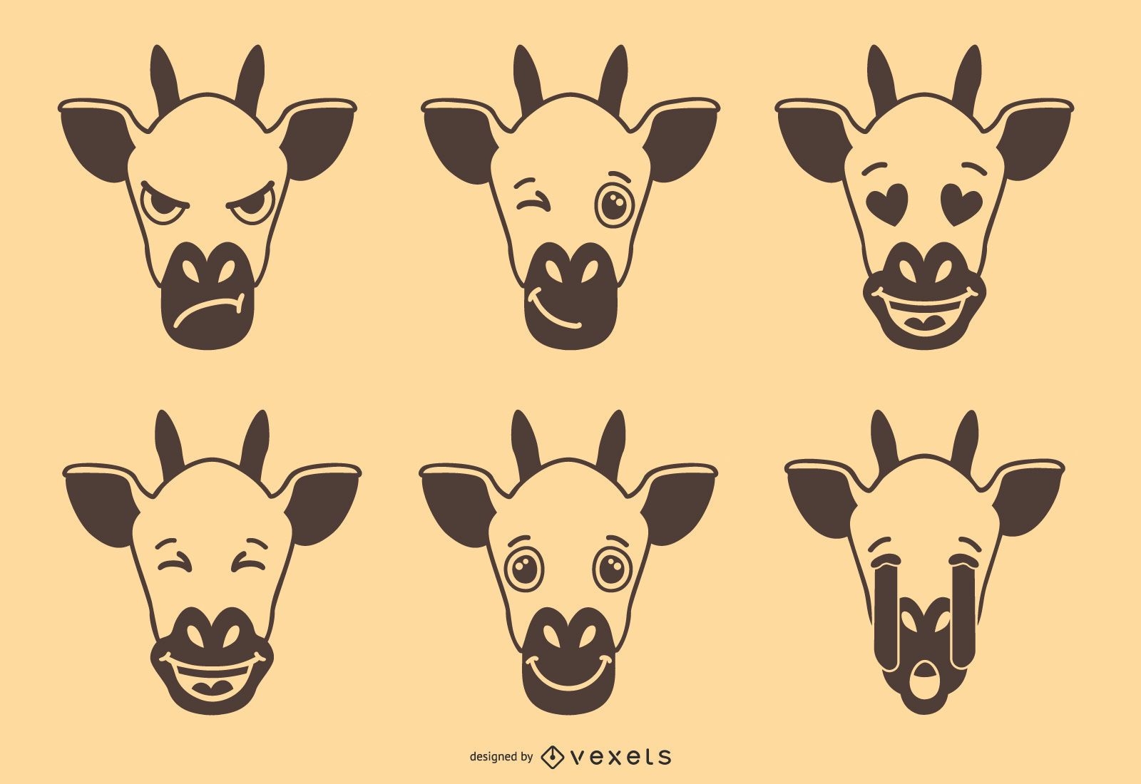 Nette Giraffe Stimmung Emoji Sammlung