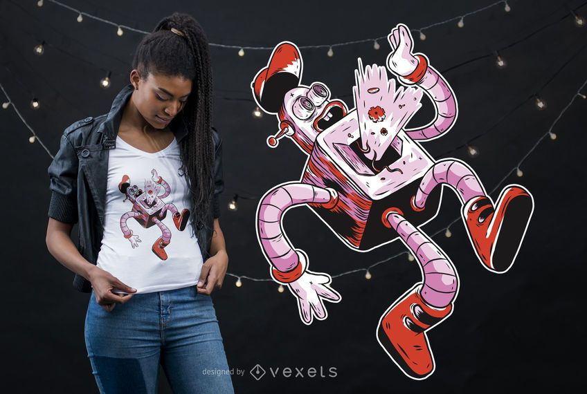 Desenho de camiseta de robô caindo Desenho de camiseta de robô caindo