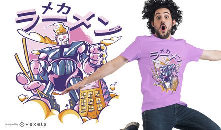 Diseño de camiseta robot ramen mecha. Diseño de camiseta robot ramen mecha.