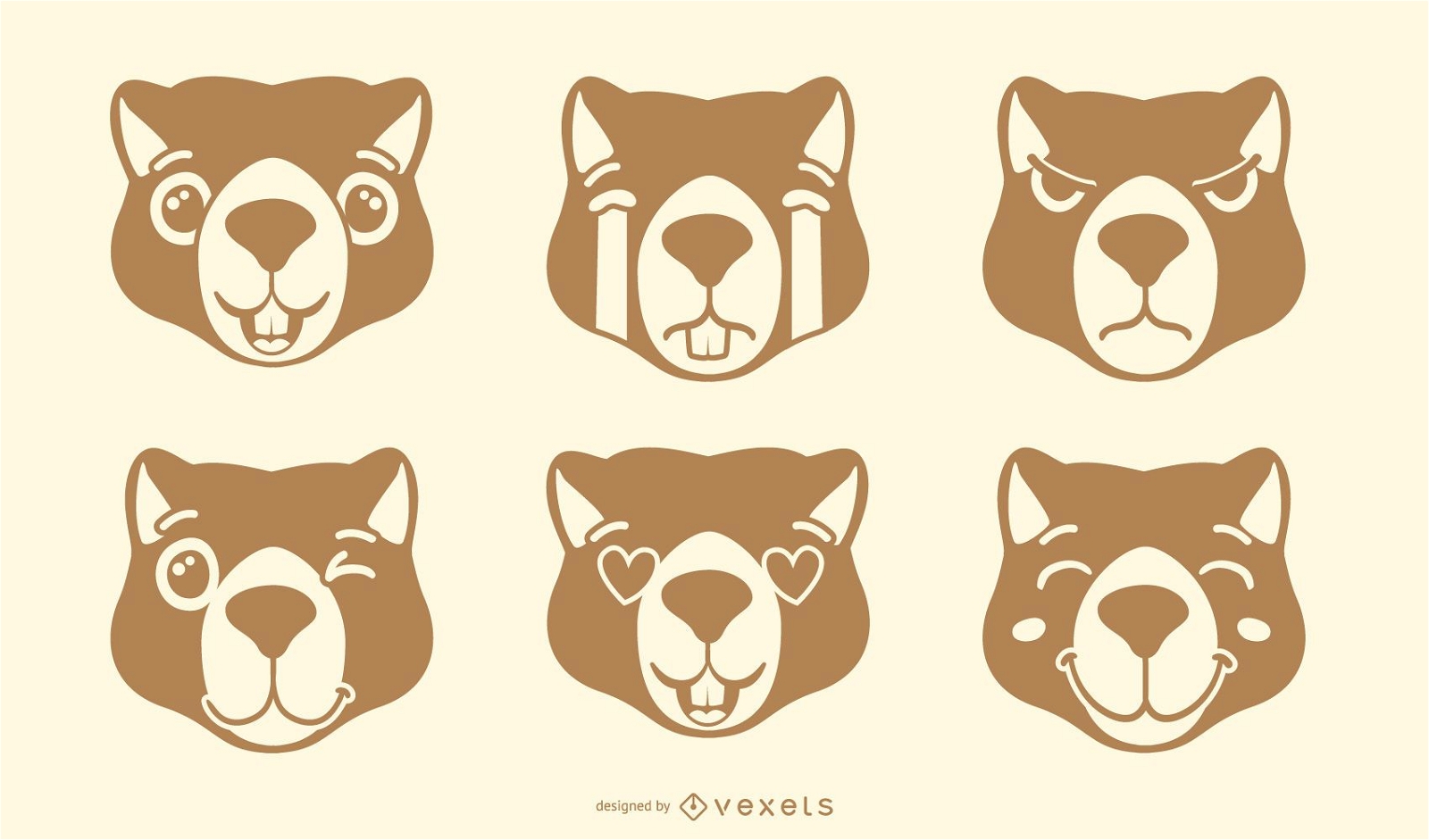 Otter Emoji Vektorsatz