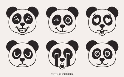 Conjunto de vetores de emoji de urso panda