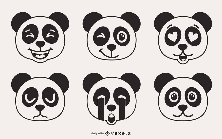 Panda Bear Emoji Vector Set Panda Bear Emoji Vector Set