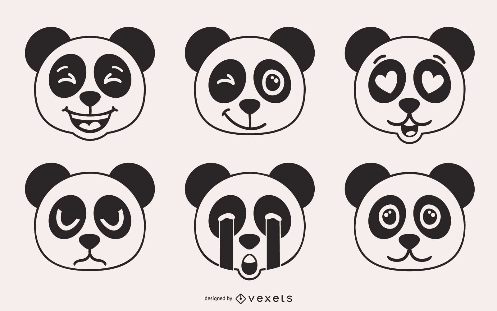 Desenho Bonito Esboço Panda Urso Rosto Design Gráfico Ilustraciones svg,  vectoriales, clip art vectorizado libre de derechos. Image 79193100