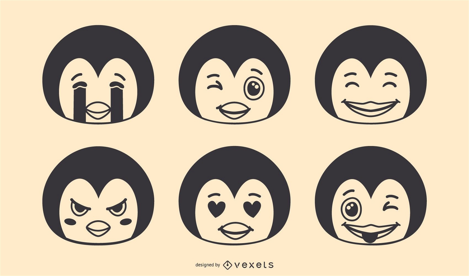 Pingüino emoji conjunto de vectores