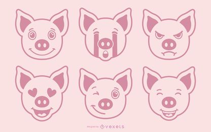 Conjunto de vectores de cerdo Emoji Conjunto de vectores de cerdo Emoji