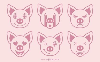 Pig Emoji Vector Set