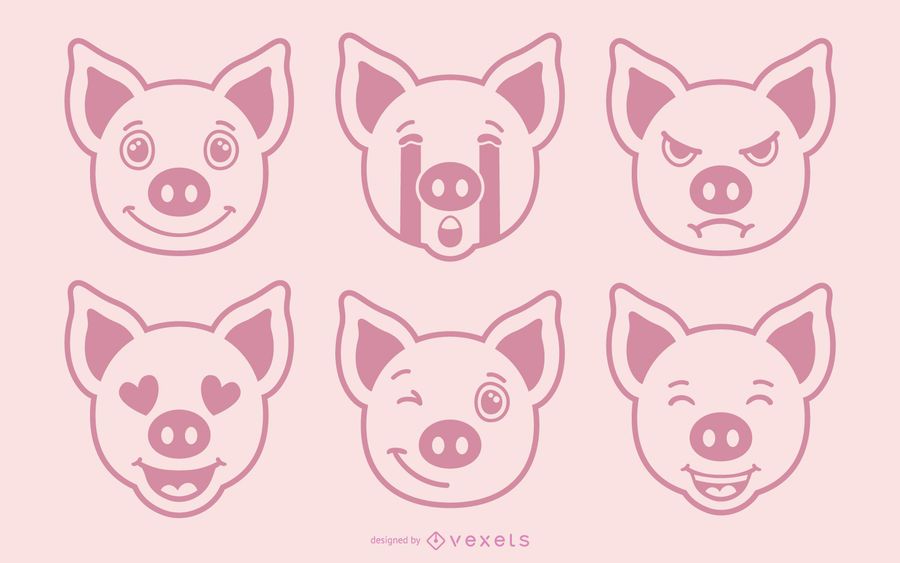 Pig Emoji Vector Set Pig Emoji Vector Set