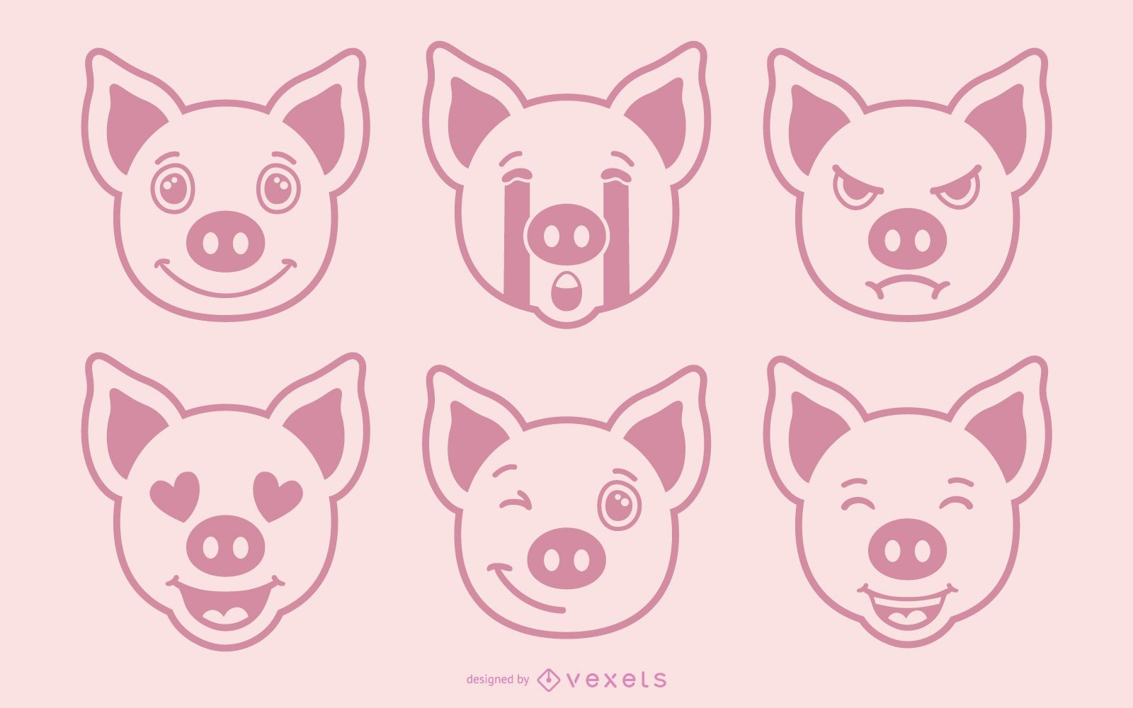 Conjunto de vectores de emoji de cerdo