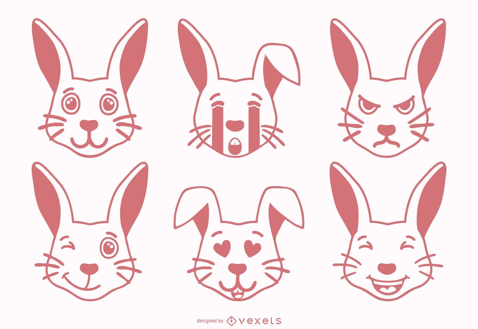 Rabbit Emoji emotions character set