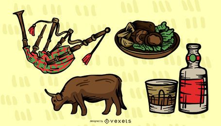 Scottish Elements Vector Set Scottish Elements Vector Set