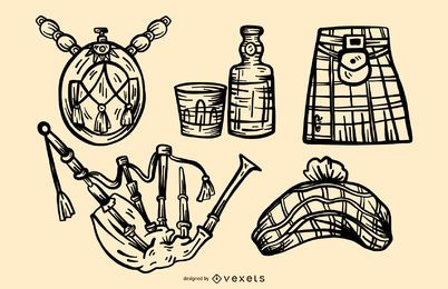 Scottish Stroke Elements Vector Set Scottish Stroke Elements Vector Set