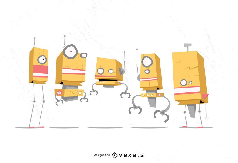 Conjunto de vetores de desenhos animados de robô Conjunto de vetores de desenhos animados de robô