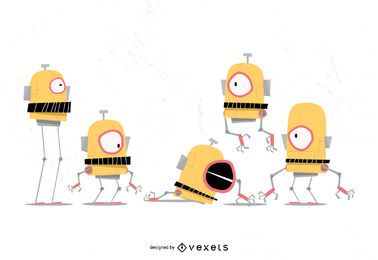 Conjunto de vetores de robô engraçado dos desenhos animados Conjunto de vetores de robô engraçado dos desenhos animados