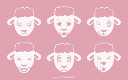 Conjunto de vectores de emoji de ovejas