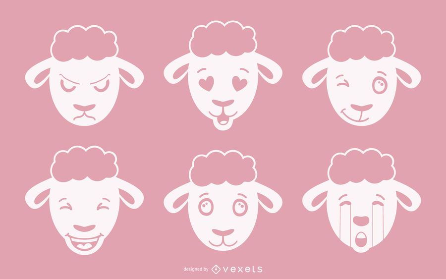 Conjunto de vetores de ovelhas Emoji Conjunto de vetores de ovelhas Emoji