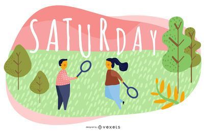 Saturday Cartoon Illustration Design Vector Download