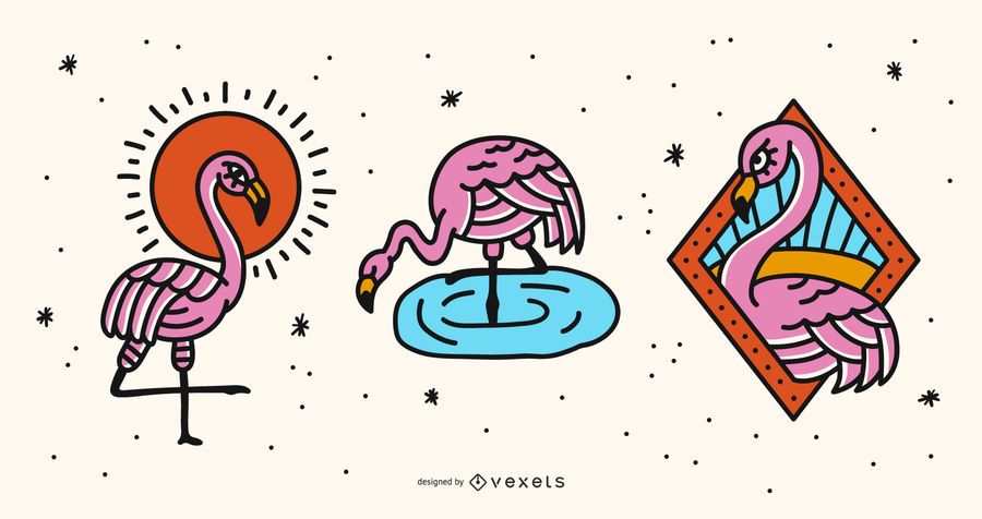 Flamingo Illustration Vector Set Flamingo Illustration Vector Set