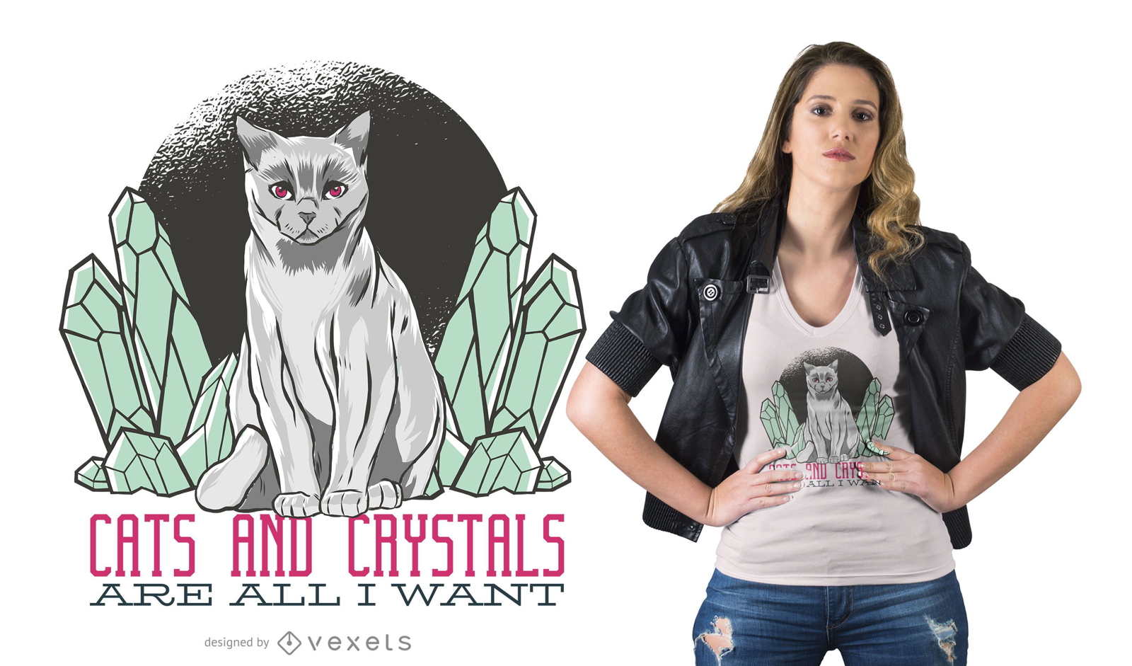 Diseño de camiseta Crystal Cat
