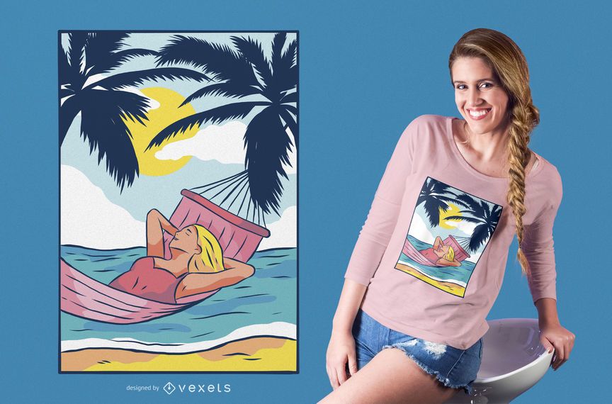 Diseño de camiseta de mujer hamaca Diseño de camiseta de mujer hamaca